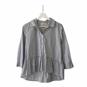 Trovata Birds of Paradis Blue Striped Blouse Size Small